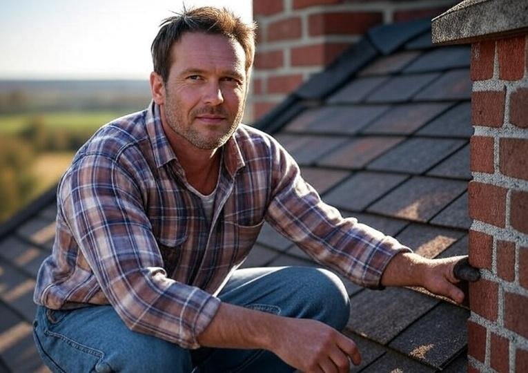 Chimney cleaning professionals at work